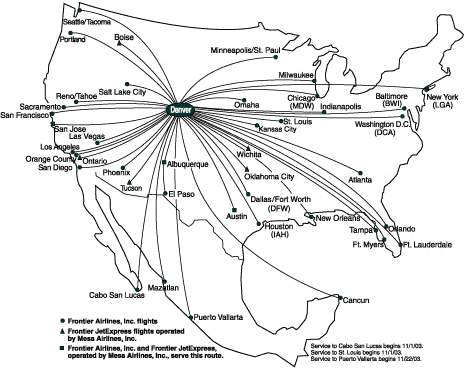 Frontier Airlines System Route Map